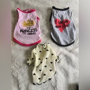 Set of Three Dog Shirts - Pink, Gray, and Cream